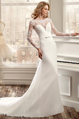 Winter Wedding Dresses 2017 Ucenter Dress Long Sleeve Sheath Wedding Dress With Brush Train And Back D