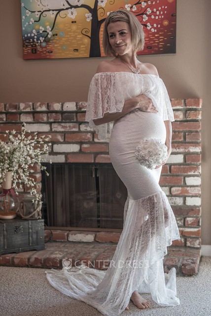 Mermaid Trumpet Court Train Half Sleeve Empire Maternity Wedding Mermaid Trumpet Court Train Half Sleeve Empire Maternity Wedding Dress