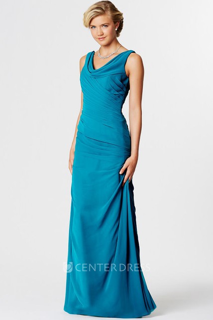 Cowl Neck Chiffon Bridesmaid Dress