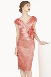 Iran - V-Neckline Bowtie WMNS Trimmed Dress Lace and Satin Sash usa yonge