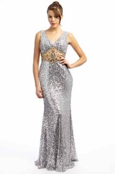 Trumpet Appliqued Long Sleeveless Sweetheart Prom  Dress  