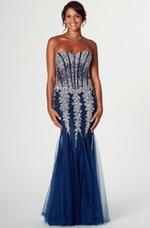 Trumpet Appliqued Long Sleeveless Sweetheart Prom  Dress  