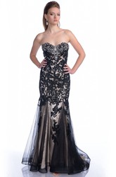 Trumpet Appliqued Long Sleeveless Sweetheart Prom  Dress  