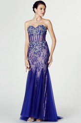 Trumpet Appliqued Long Sleeveless Sweetheart Prom  Dress  