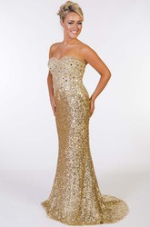 Trumpet Appliqued Long Sleeveless Sweetheart Prom  Dress  