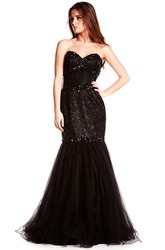 Trumpet Appliqued Long Sleeveless Sweetheart Prom  Dress  