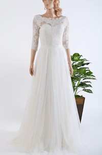 3 4 Length Sleeve Tulle Satin Lace Bolero Wedding Dress Ucenter