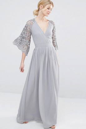 Long Silver Bridesmaid Dresses