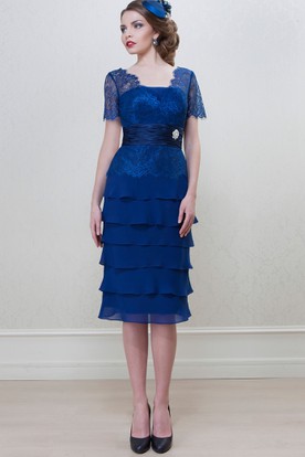 Royal Blue Chiffon Short Party Dresses