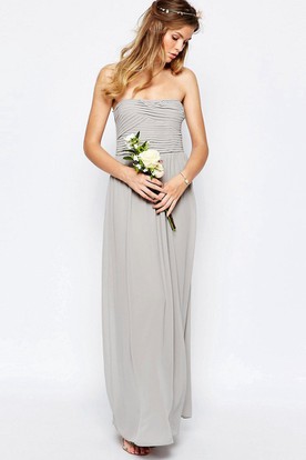 Strapless Chiffon Bridesmaid Dresses Charcoal