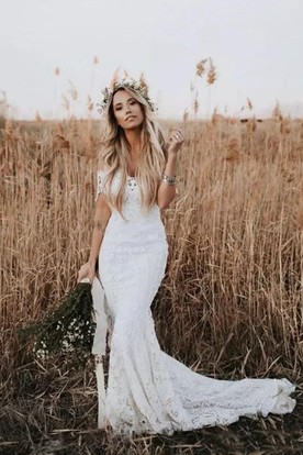 fitted boho wedding dress