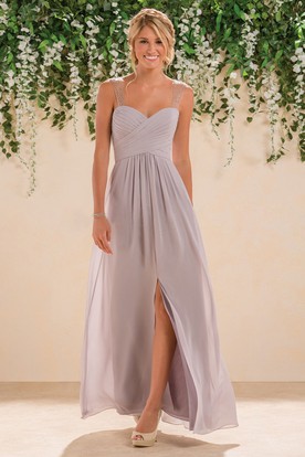 taupe bridesmaid dresses long