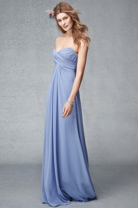 Periwinkle Bridesmaid Dresses Lavender Criss Cross Sleeveless Sweetheart Chiffon Bridesmaid Dress