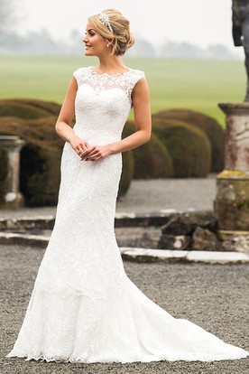 Summer Wedding Dresses Gowns For Ucenter Dress Scoop Long Liqued Lace Wedding Dress With Sweep Train And Illusion
