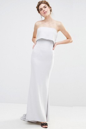 white strapless bridesmaid dress