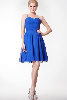 Cobalt Blue a Line Short Chiffon Dress