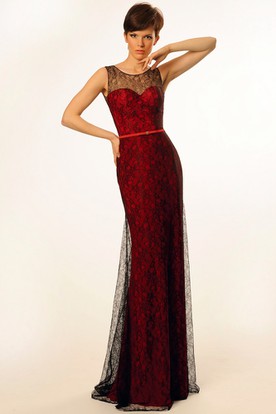 Sheath Appliqued Sleeveless Floor,Length Scoop Lace Prom Dress With Low,V Back And