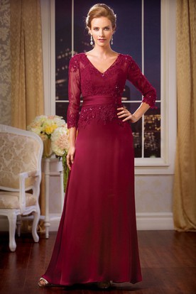 Raspberry Mother of the Bride Dresses Empire Waist
