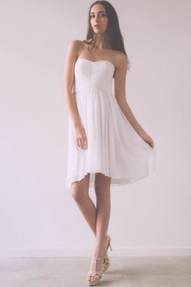 Short Maternity Wedding Dresses For Pregnant Ruched Sleeveless Short Mini Strapless Chiffon Wedding Dress