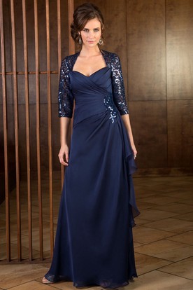 Mother Of The Bride Dresses With Jackets By Color Ucenter Dress 3 4 Sleeved Long Mother Of The Bride Dress With Ruffles And Sequins