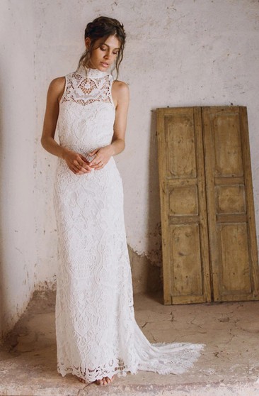 Bohemian Country Style Lace Off The Shoulder Short Sleeve Wedding