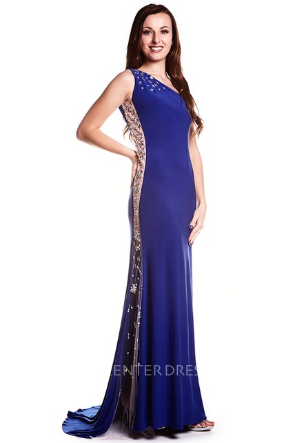 Blue Jersey Prom Dress