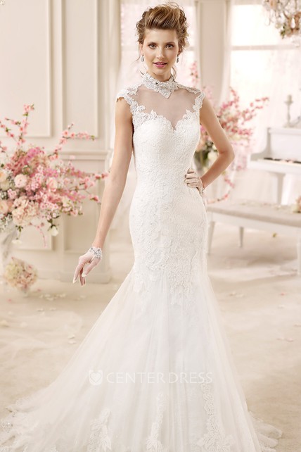 High Collar Mermaid Wedding Dress