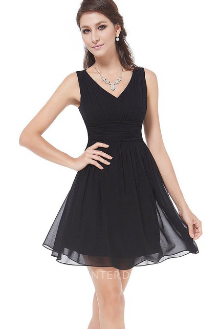 A Line Short Mini Chiffon Dress