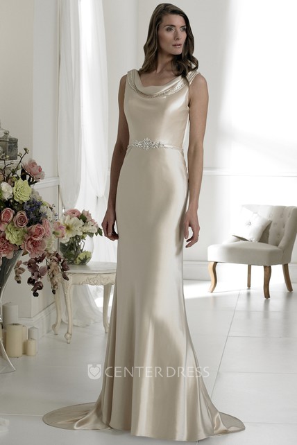 cowl neck wedding dress