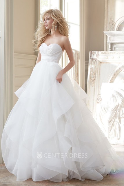 Ball Gown Sweetheart Tulle Wedding Dress Rouching