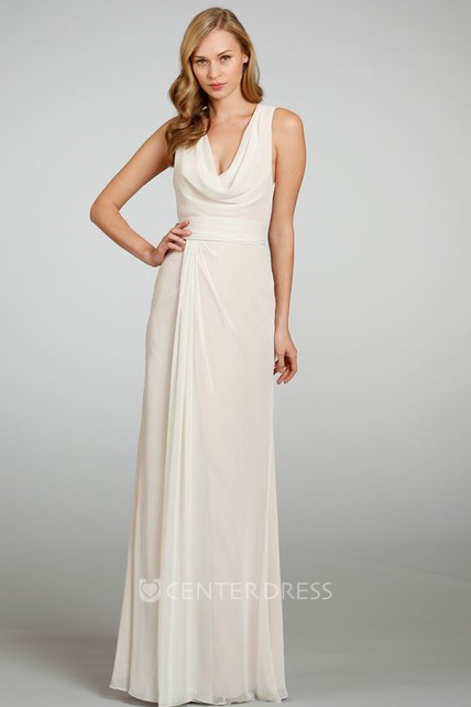 Cowl Neck Chiffon Bridesmaid Dress