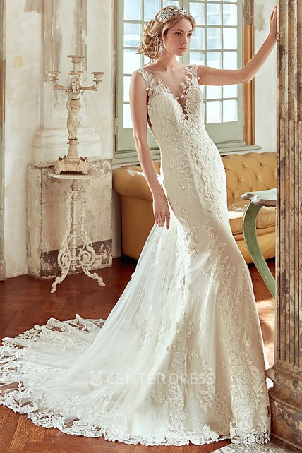 Open Back Sheath Wedding Dress