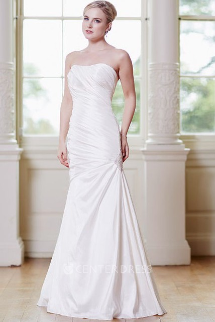 Mermaid Strapless Taffeta Wedding Dress With Side D And Lace Mermaid Strapless Taffeta Wedding Dress With Side D And Lace Up