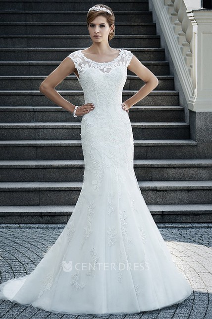 Trumpet Scoop Neck Wedding Dress