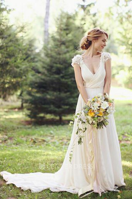 Yellow Flowers Wedding Dress