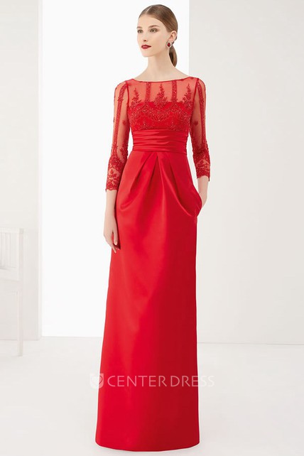 Prom Dress with Sleeves and Bow On Back