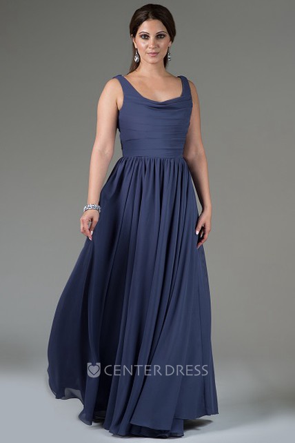 Cowl Neck Chiffon Bridesmaid Dress