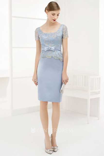 Prom Dress with Sleeves and Bow On Back