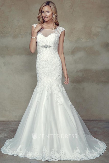 Trumpet Scoop Neck Wedding Dress
