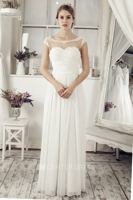 Illusion Chiffon Wedding Dress