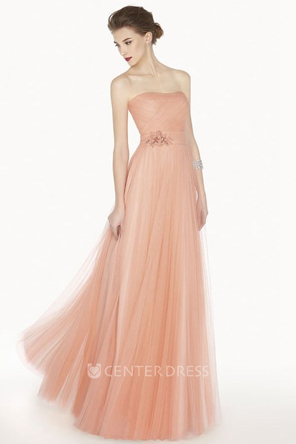 Tulle Over Satin Empire Dress