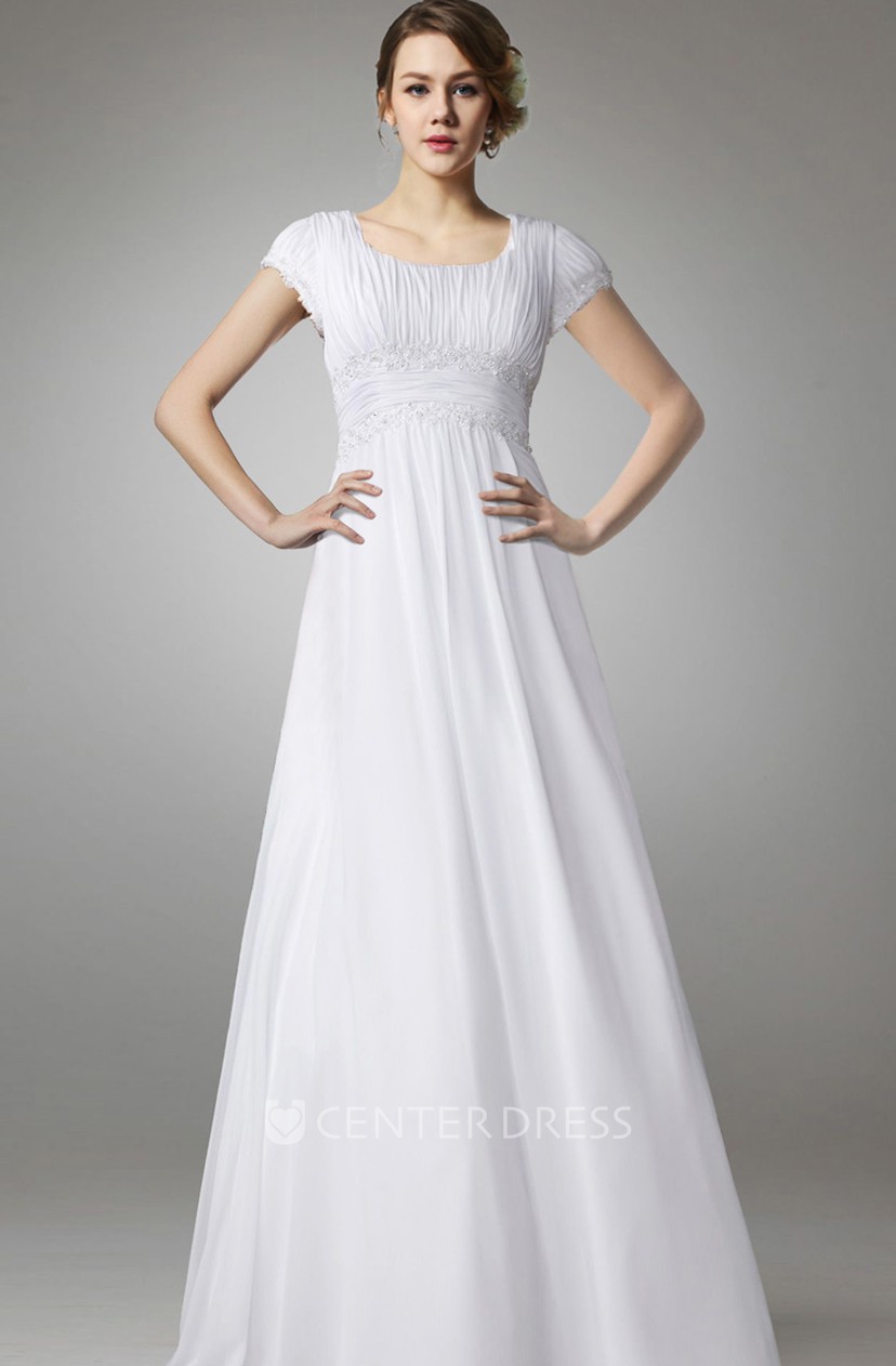 Short Sleeve Empire Chiffon Wedding Dress Ucenter Dress