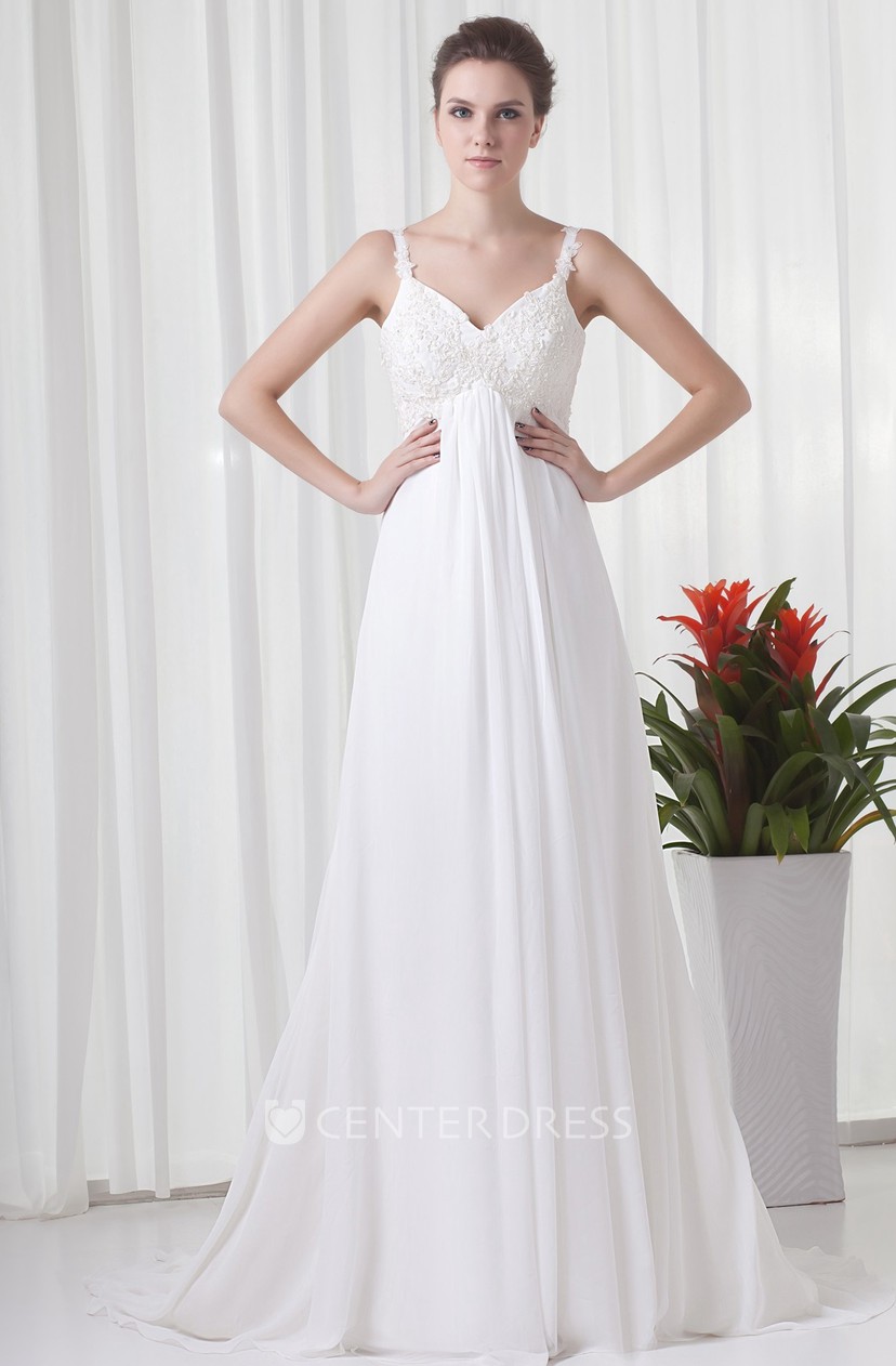 Spaghetti Strap Empire Chiffon Maternity Wedding Dress With