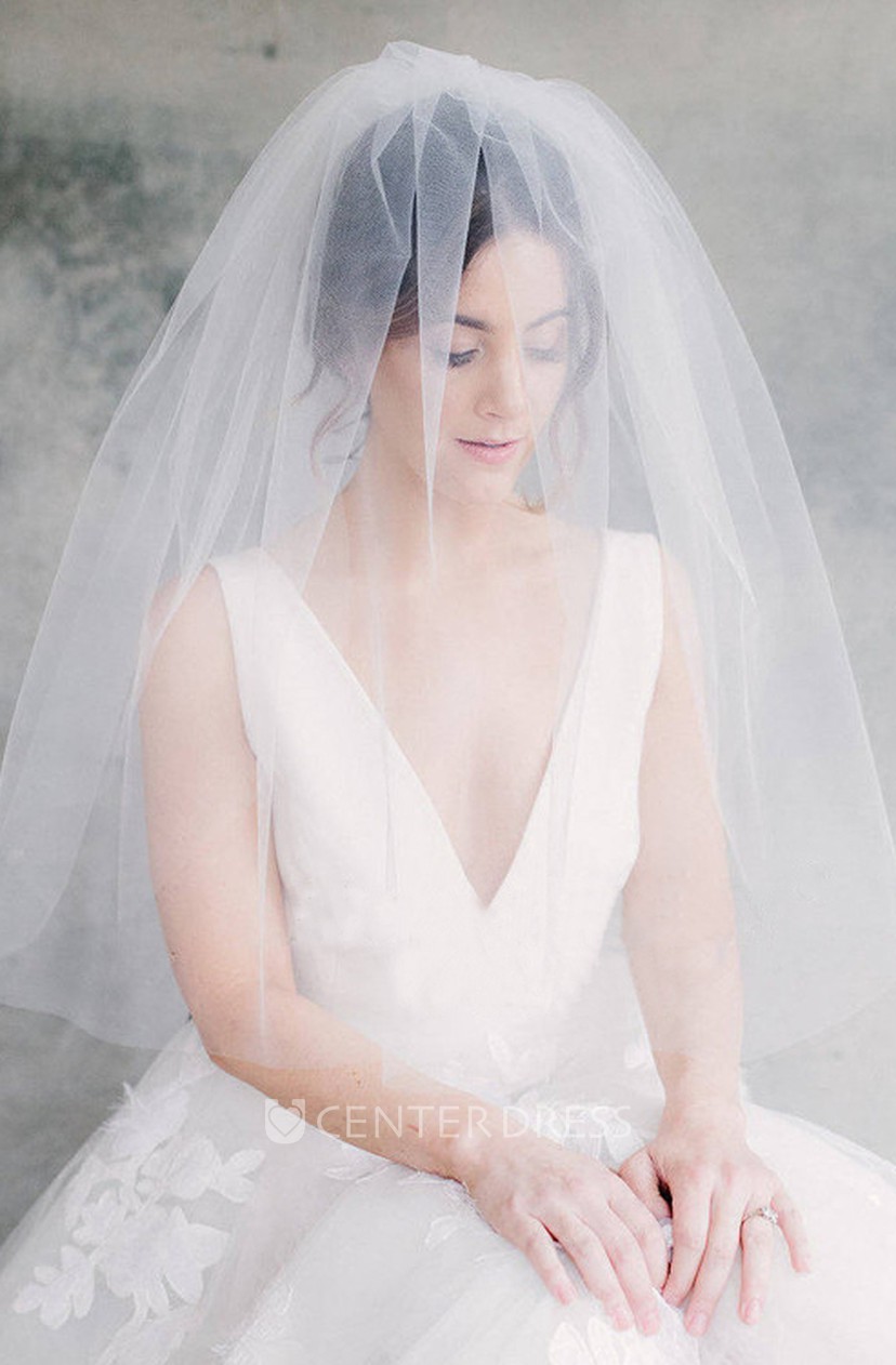 Simple New Style Fluffy Cute Bride Wedding Headpiece Short Veil
