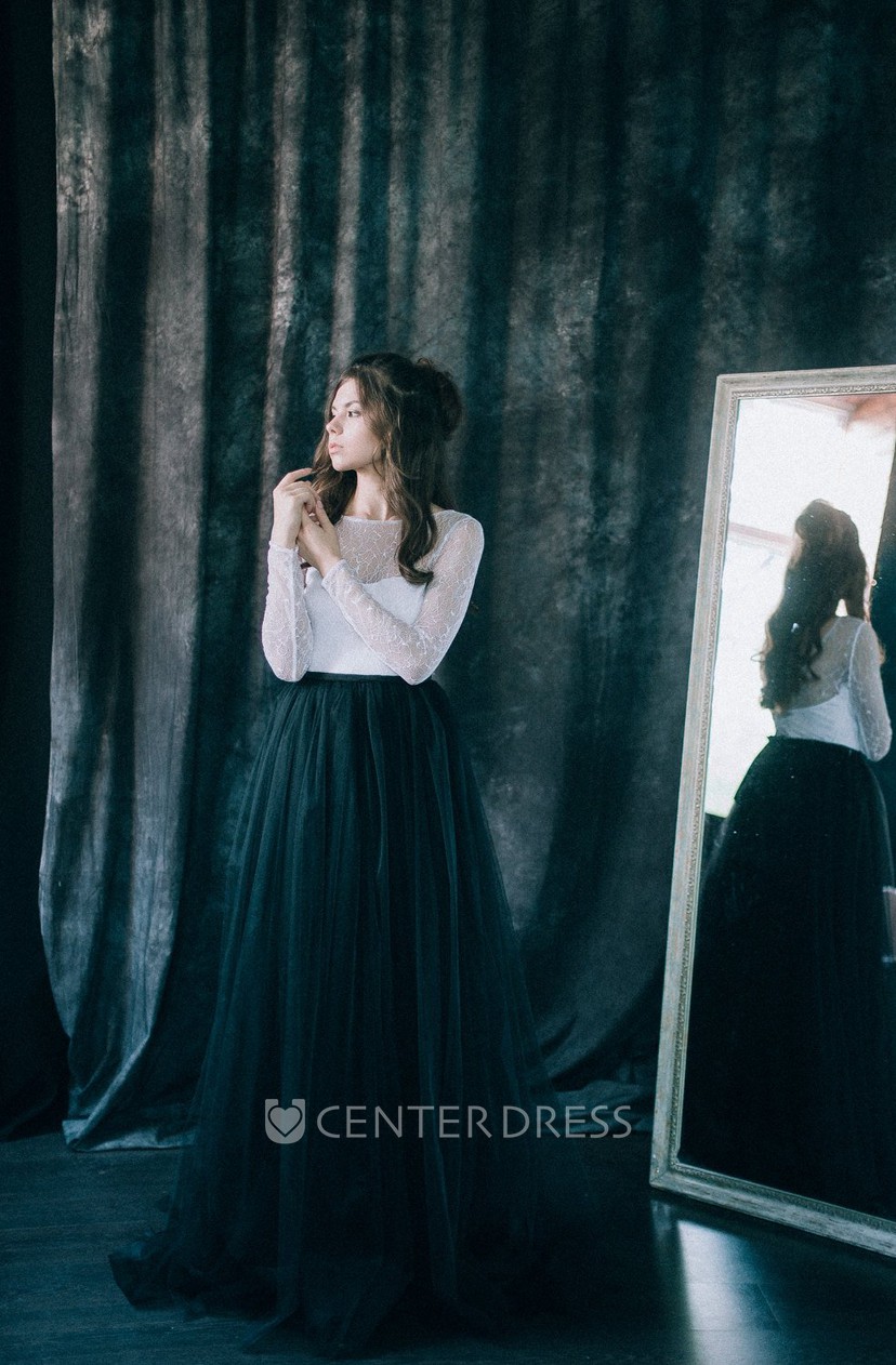 Sheath Long Sleeve Floor Length Bateau Deep V Back Lace Pleats