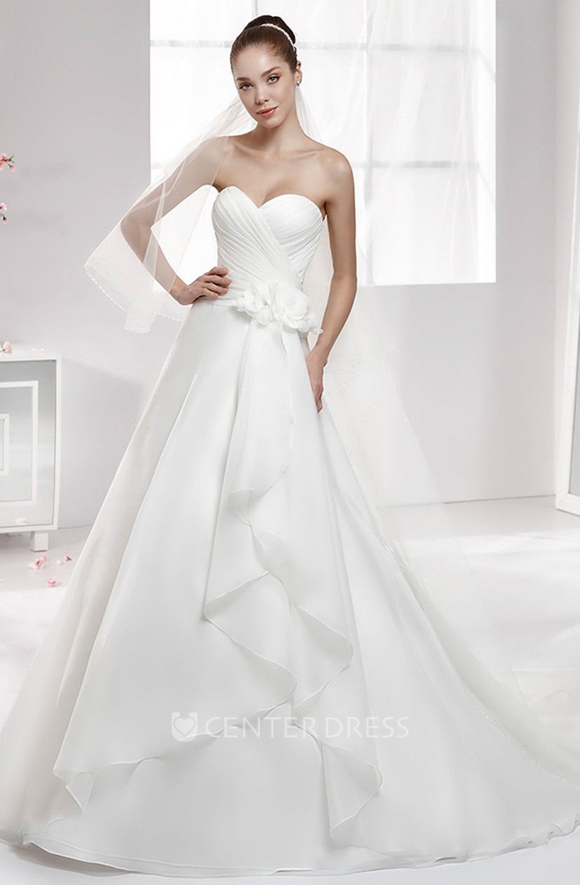 Sweetheart Side Draping A Line Chiffon Wedding Dress With Side