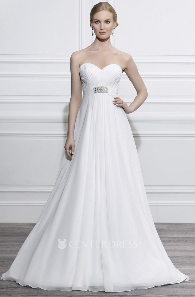A Line Ruched Sweetheart Empire Chiffon Wedding Dress Ucenter Dress