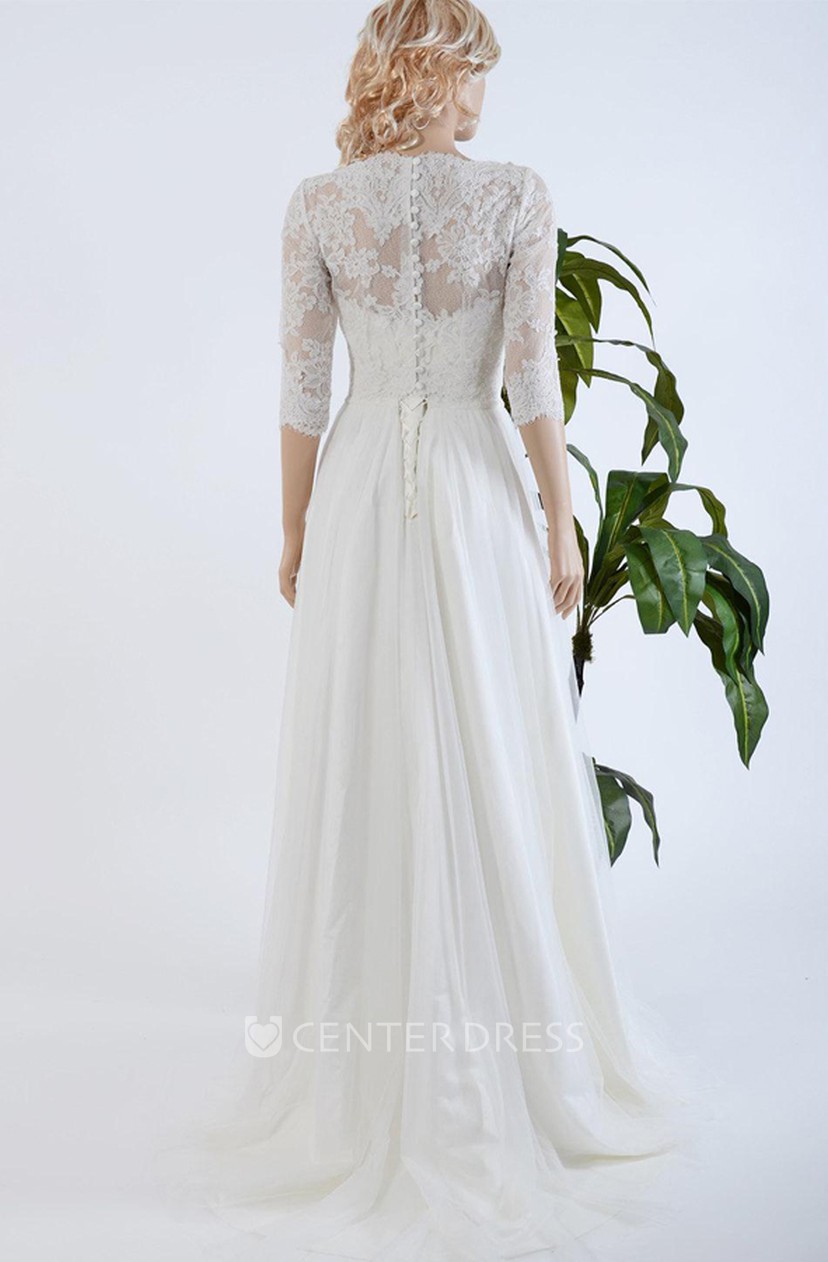 3 4 Length Sleeve Tulle Satin Lace Bolero Wedding Dress Ucenter