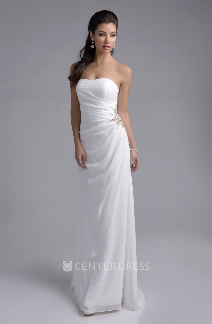 Strapless Sheath Chiffon Wedding Dress 